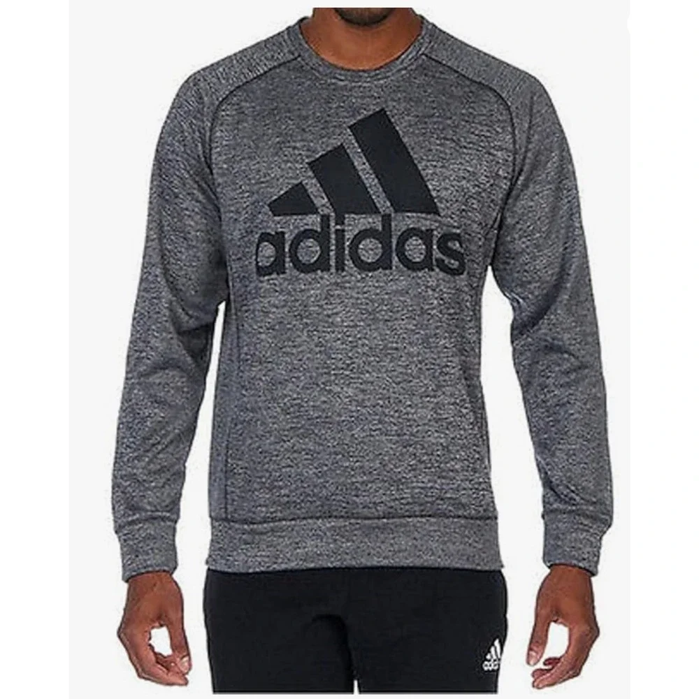 ADIDAS Gray Black Marled Print Climawarm Long Sleeve‎ Sweater Top M Pullover